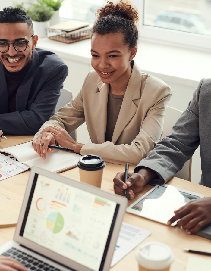 Students sitting in a financial presentation meeting