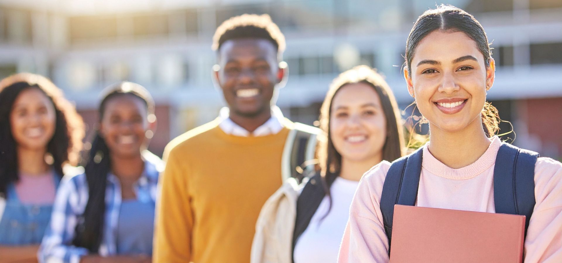 Group of high school students with blurred background
